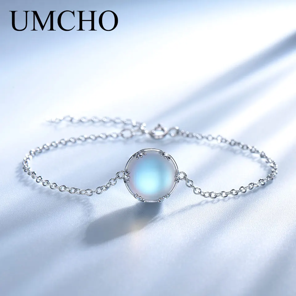 

UMCHO Real 925 Sterling Silver Jewelry Blue Aurora Colorful Gemstone Bracelet For Women Anniversary Gift Fine Jewelry