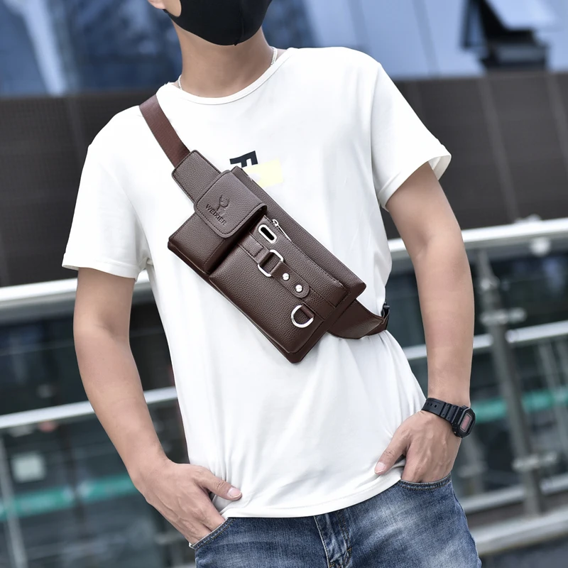 New Luxury Brand Waist Bag Men Leather Fanny Pack Chest Bag Male Casual Belt Sling Crossbody Bags Bum Bag Belly Waist Packs 허리가방