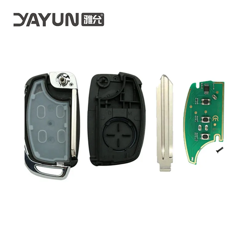 YAYUN ForHyundai 2+1 buttons FSK 433Mhz remote flip key complete Chip:4D60 80BIT