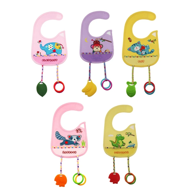 

Baby Bib Feeding Saliva Towel Newborn Cartoon Apron Adjustable Saliva Towel with Food Catcher Teething Toy Infants Shower G99C