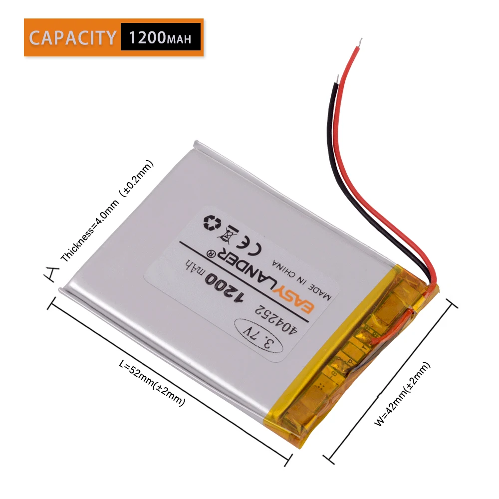 404252 3.7V 1200mAh Rechargeable Lithium Li-ion Polymer Battery