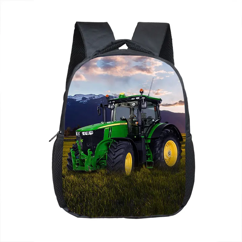 12 Inch Farm Tractor Print Children School Bags Boys Girls Kindergarten Backpack Baby Toddler Bags Kids Book Bag Gift