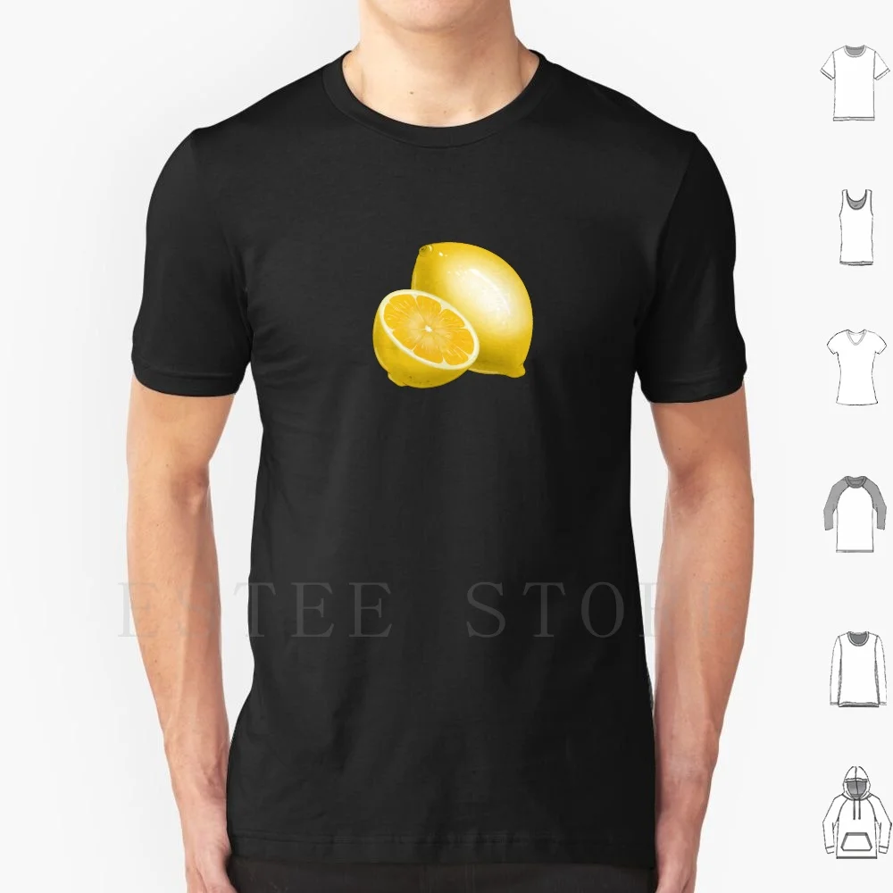 Lemons. T Shirt Cotton Men DIY Print Lemon Lemons Citrus Whole Lemon Half A Lemon Slice Fruit Fruits Food Yellow Juice Two Cute