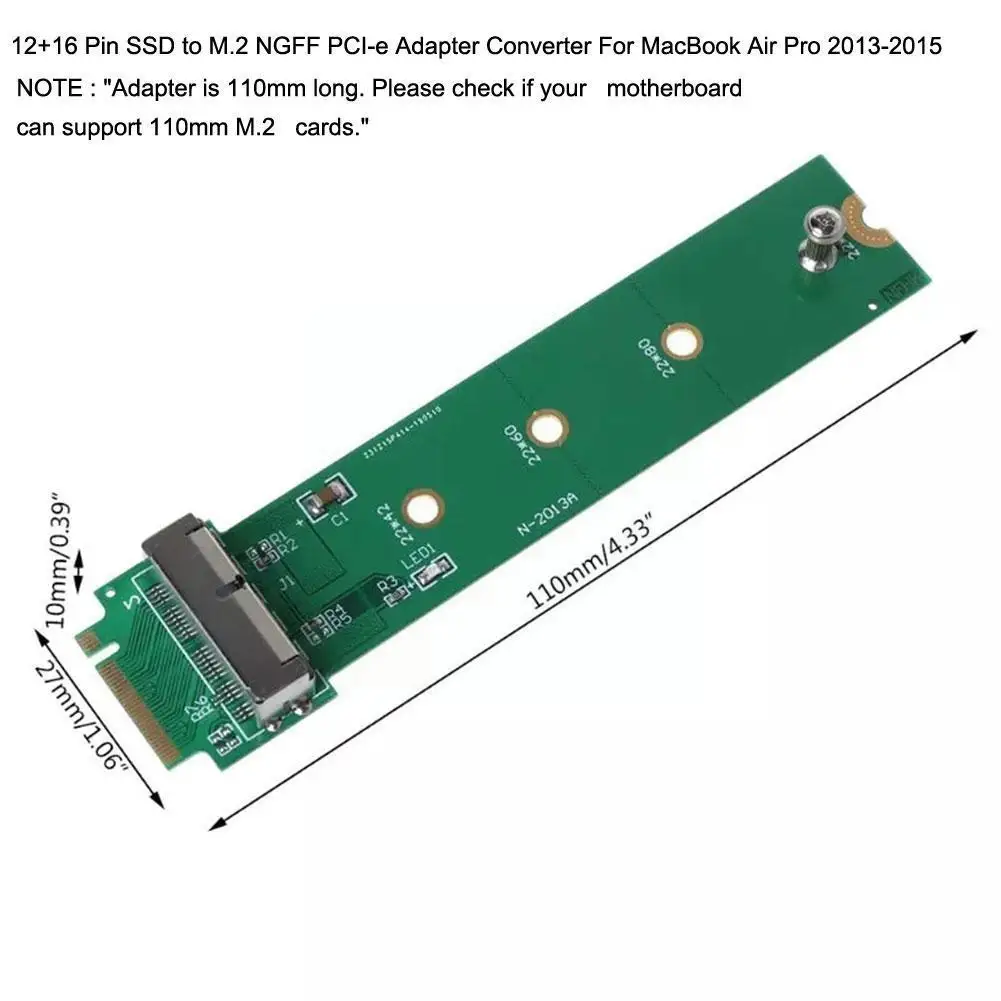 Tarjeta adaptadora PCI-e de alta calidad para MacBook Air Pro, 12 + 16 pines SSD para PC, ordenador, M.2 Key M (NGFF), accesorios, convertidor H9Z4
