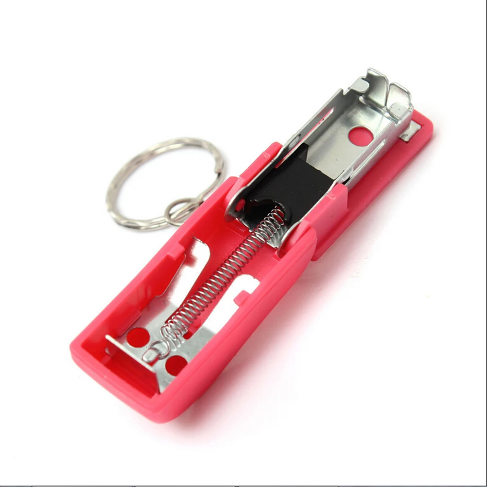 Kawaii Mini Stapler Office School Paper Document Bookbinding Staplers with Keychain Stationery Accessories Random Color