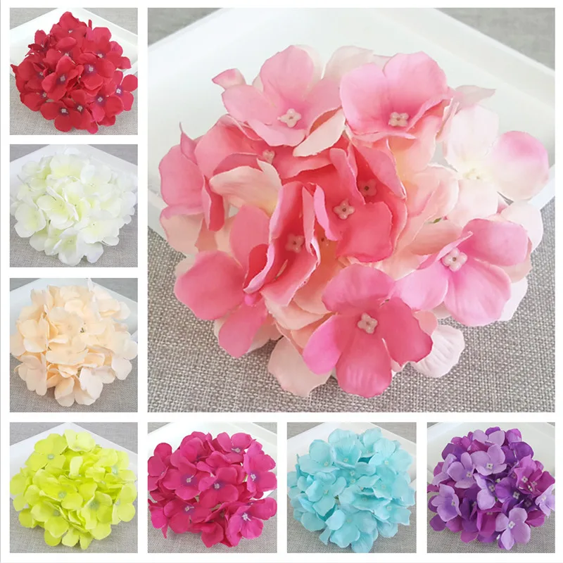 12Colors 15CM Artificial Hydrangea Decorative Silk Flower Head For Wedding Wall ArchDIY Hair Flower Home Decoration accessory