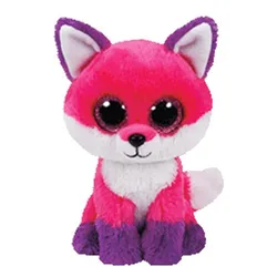 Ty Beanie Glitter Big EyesRose Red Fox peluches lindos animales de peluche juguetes para niños, regalo de cumpleaños, 25CM