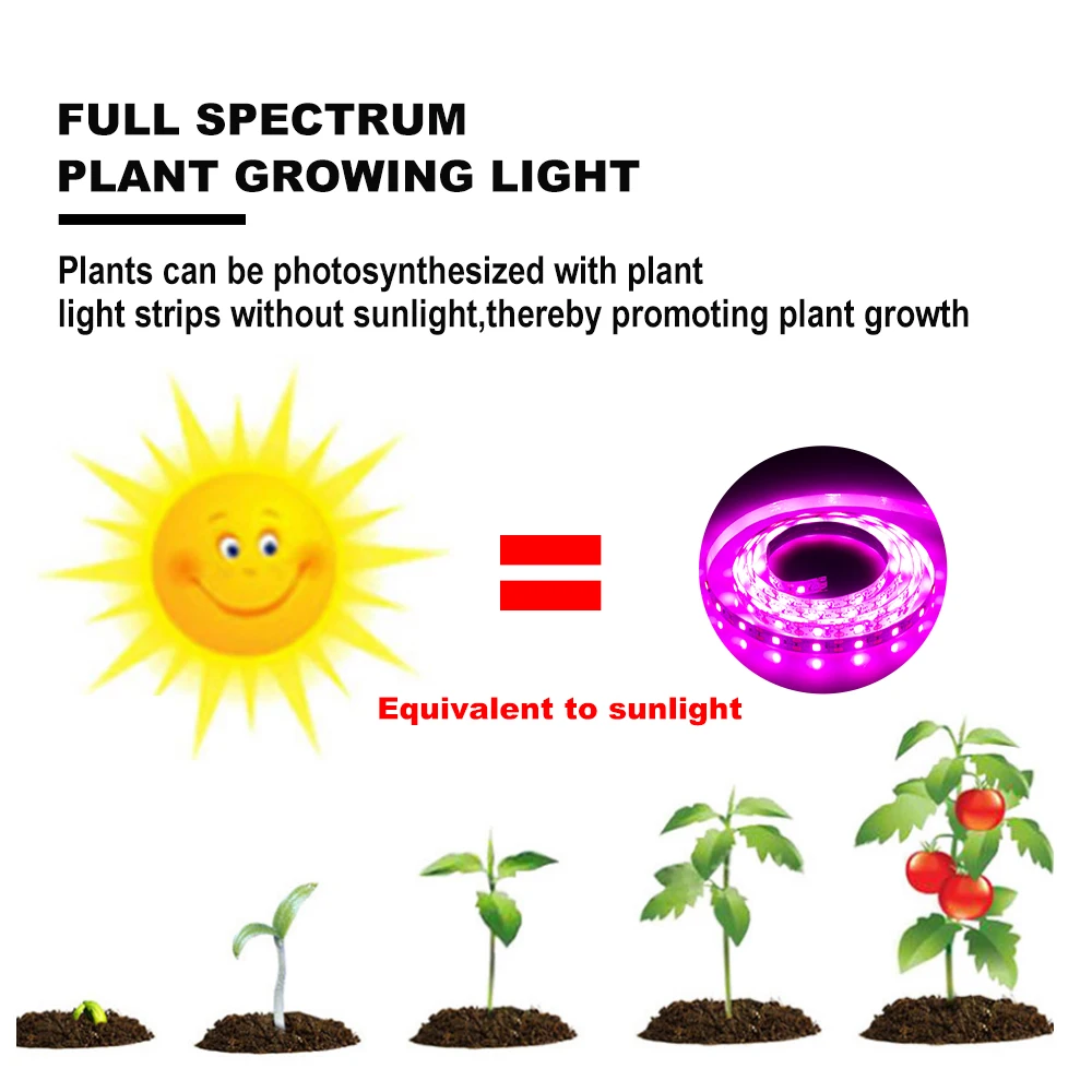 0.5m 1m 2m 3m LED Full Spectrum Phyto Lamp USB 5V Grow Light Strip 2835 SMD Plants Flowers LED Greenhouse Cultivo Hydroponic