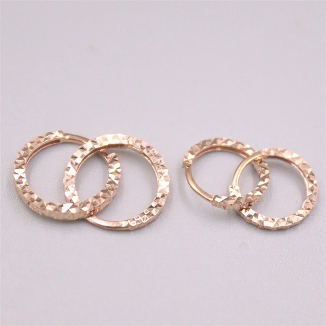 

1 Pair New Solid Pure 18K Rose Gold Earrings Women 1.5mmW Full Star Hoop Earrings 0.7-1.2g