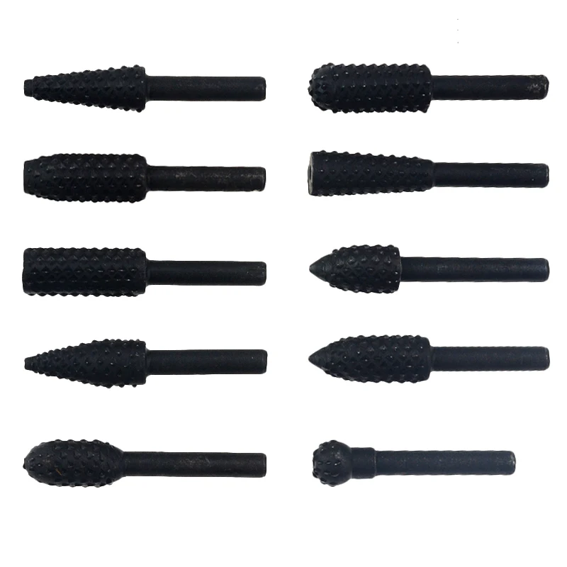 10PCS 1/4'' 6mm Shank Rotary Burr Set Wood Rasp File Drill Bits Rotary Rasp Set for Woodworking