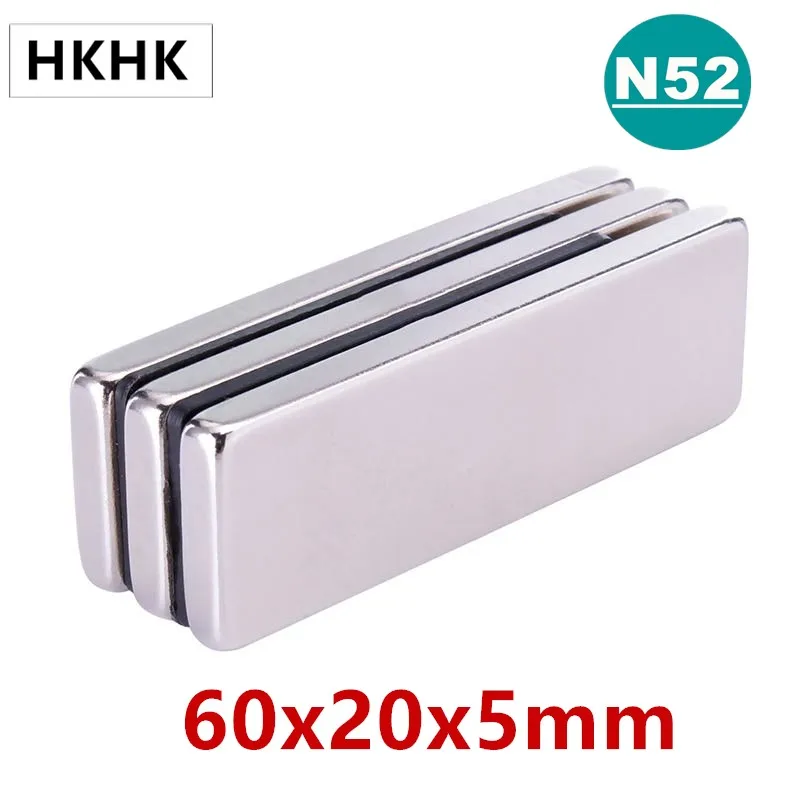 magnet N52 60x20x5 Powerful Quadrate Magnets 60mmX20mm Neodymium Magnet 60x20x5mm Strong NdFeB Permanent Magnetic 60*20*5 60mm