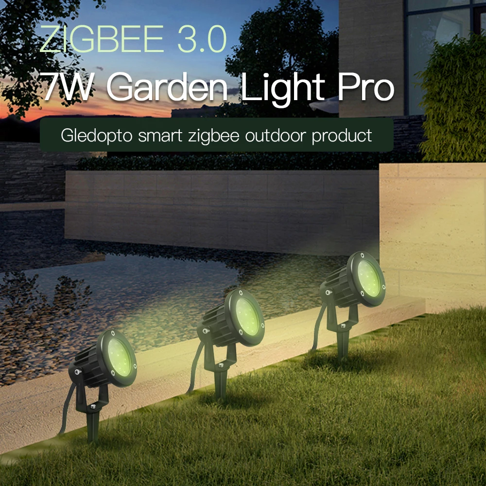 GLEDOPTO Zigbee 3.0 Smart Outdoor LED Spike Lights 7W Pro AC100-240V Garden Lamp For Grassplot Exterior Roof Lawn Wedding Party