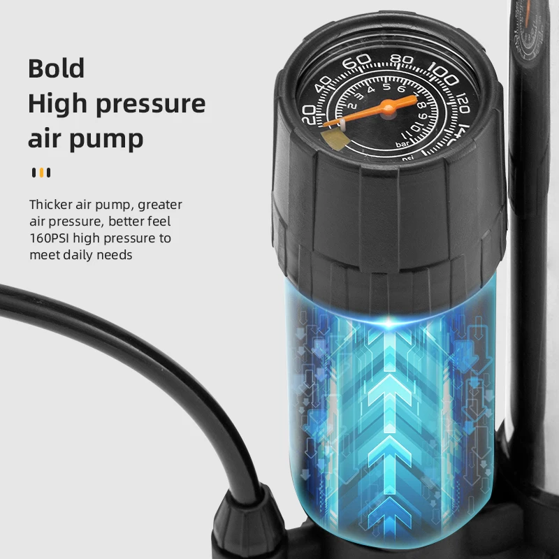 ROCKBROS Bike Floor Pump High Pressure Cycling Pump Road MTB Bicycle Tire Pump Standing Bike Pump Standing Bike Hand Pump