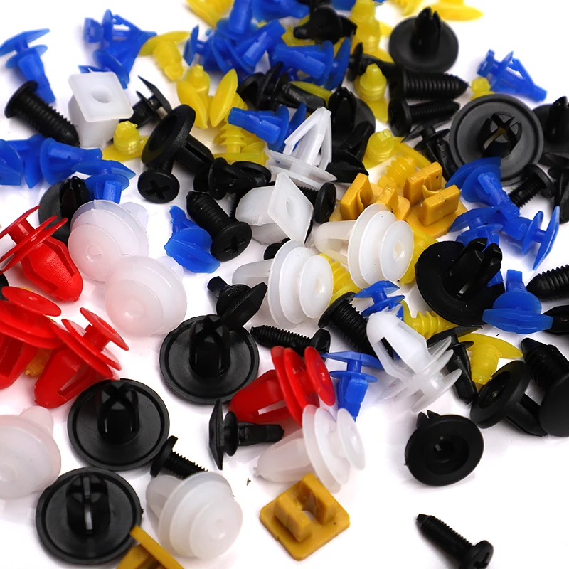 100PCS Mixed Auto Bumper Fastener Vehicle Clips Retainer Fastener Rivet Door Panel Fender Liner Universal Fit for  toyota Honda