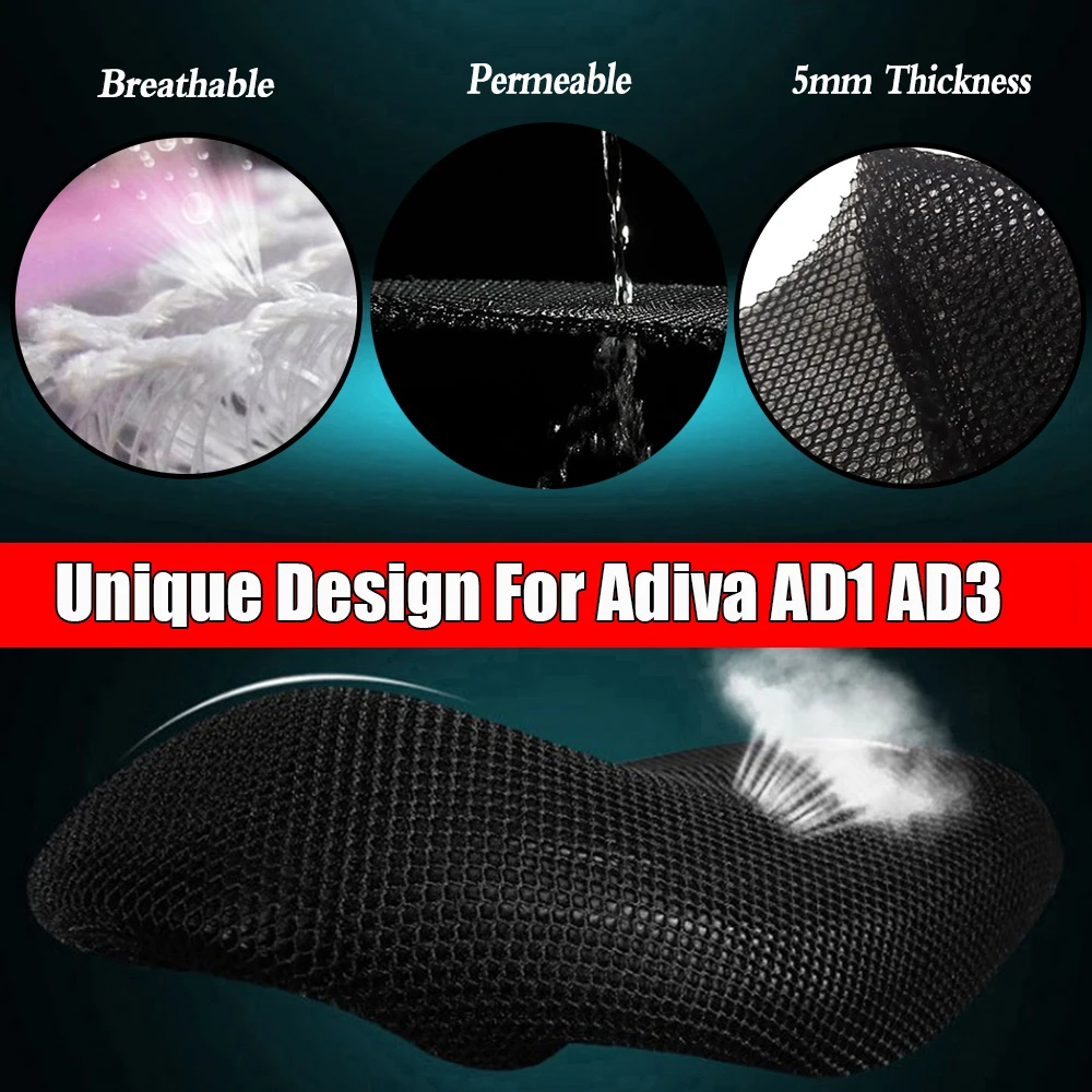 For Adiva AD3 400 AD1 200 Rear Seat Cowl Cover 3D Mesh Net Waterproof Sunproof Protector Motorcycle Accessories