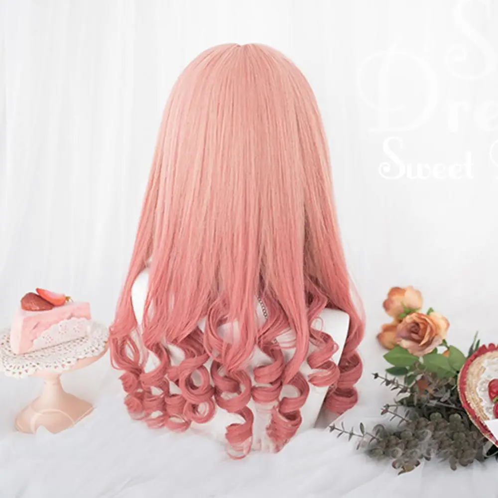 CosplayMix – perruque synthétique longue bouclée ombrée pastèque pour femmes, 55CM, perruque + bonnet pour fête d'halloween