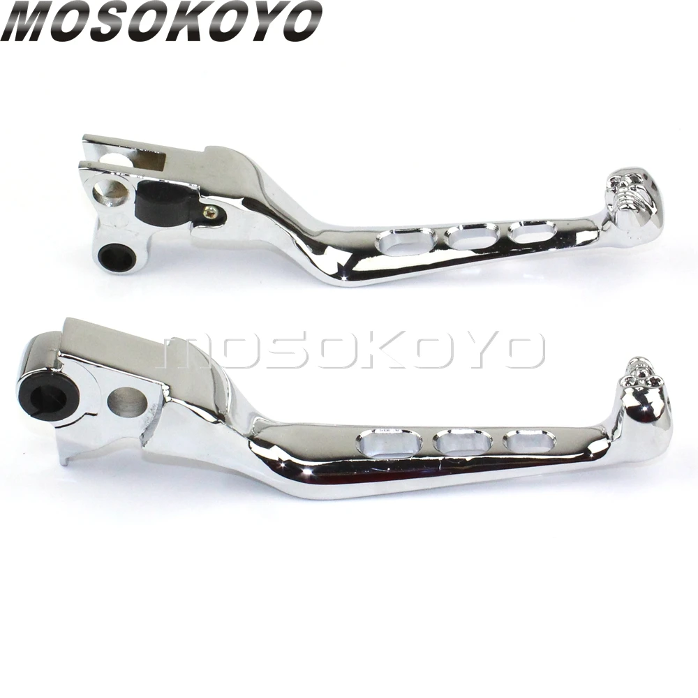 Chrome Motorcycle Skull Brake Clutch Hand Control Levers For Harley Custom Softail Dyna Sportster XL 883 1200 Fat Boy Street Bob