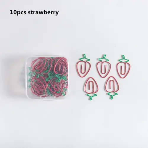 MINKYS Kawaii 10pcs/lot Strawberry Lemon Carrot Metal Paper Clip Christmas Song Decorative Bookmark Binder Clips Stationery - Image 15