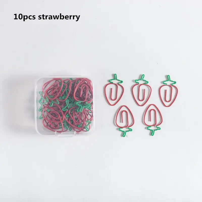 MINKYS Kawaii 10pcs/lot Strawberry Lemon Carrot Metal Paper Clip Christmas Song Decorative Bookmark Binder Clips Stationery - Image 15