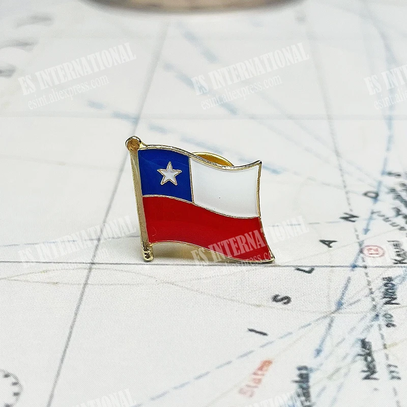 CHILE National Flag Embroidery Patches Badge Shield Square And Shape Pin  One Set  On The Cloth Armband   Backpack  Decoration