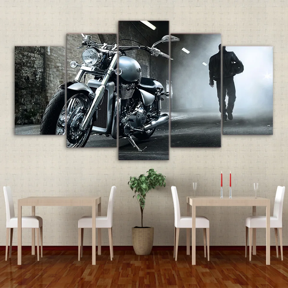 Modular Picture 5pcs Motorcycle Car Poster Wall Art Decor Canvas HD Printed Oil Paintings For Living Room Modern Home Decoration
