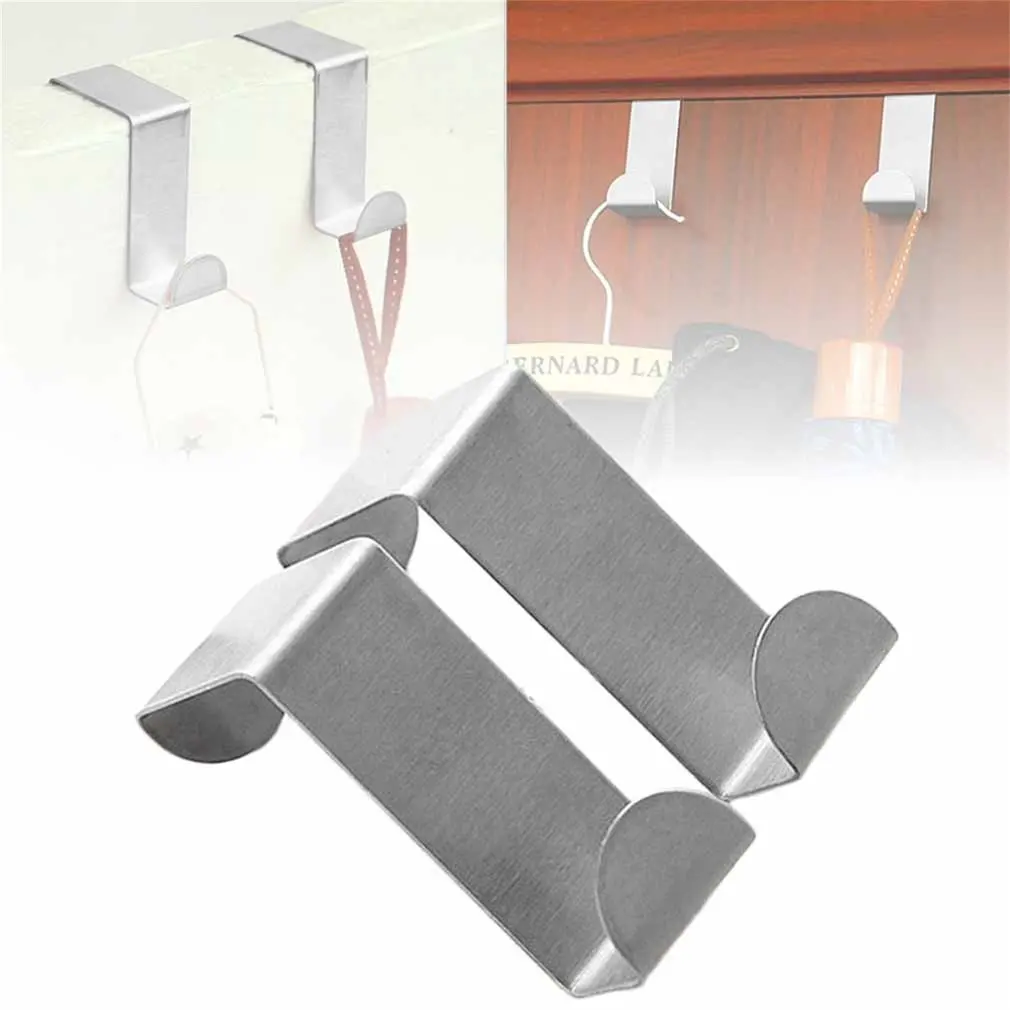 2 pezzi ganci per porte in acciaio inossidabile appesi armadio da cucina appendiabiti sulla porta tipo posteriore forti accessori per la casa pratici