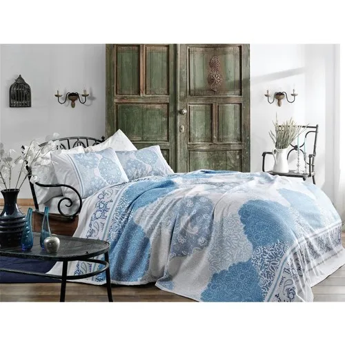 Aryan Blue Double Person Cotton Pique Pack Blankets and Bedspreads Fluffy Plaid Coverd Cover Blankets Pike Tackle Pike Set