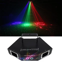 Dj Lights 4 Beam Effect Disco Laser by DMX512 Image Lines Beam Scans Lazer For Dance Bar Home Party Disco Stage Effect Lighting