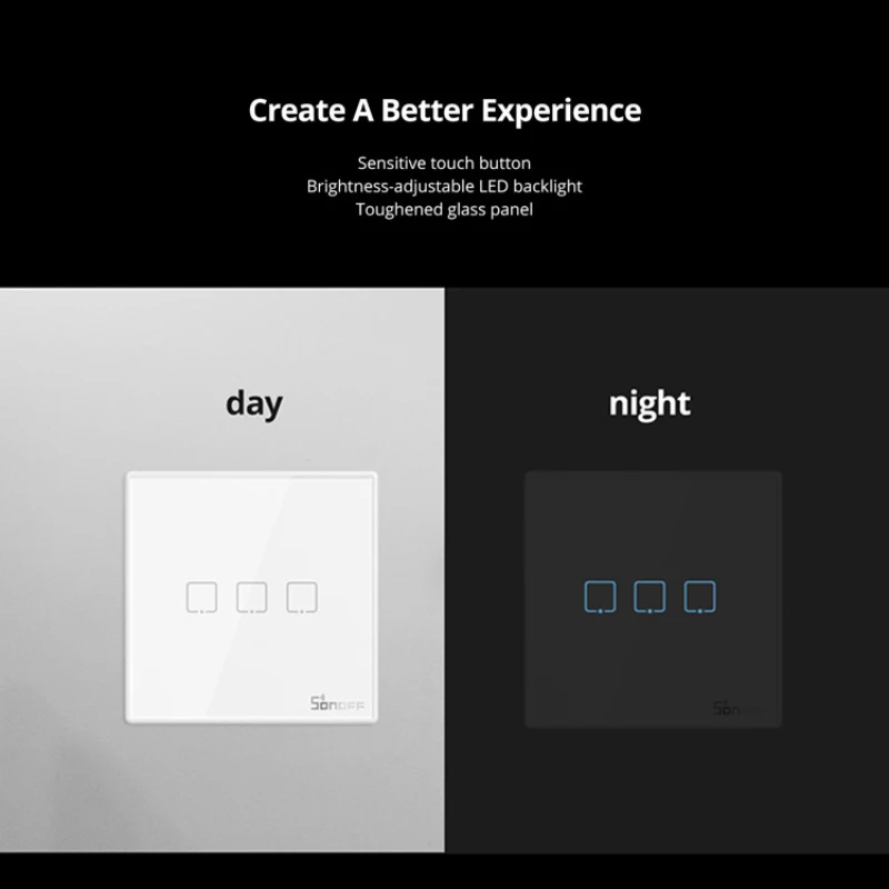 SONOFF-interruptor inteligente T2EU-RF 86, Panel de pared con Control remoto inalámbrico RF, 433MHz, para 4chpro 3 slamphr2 TX