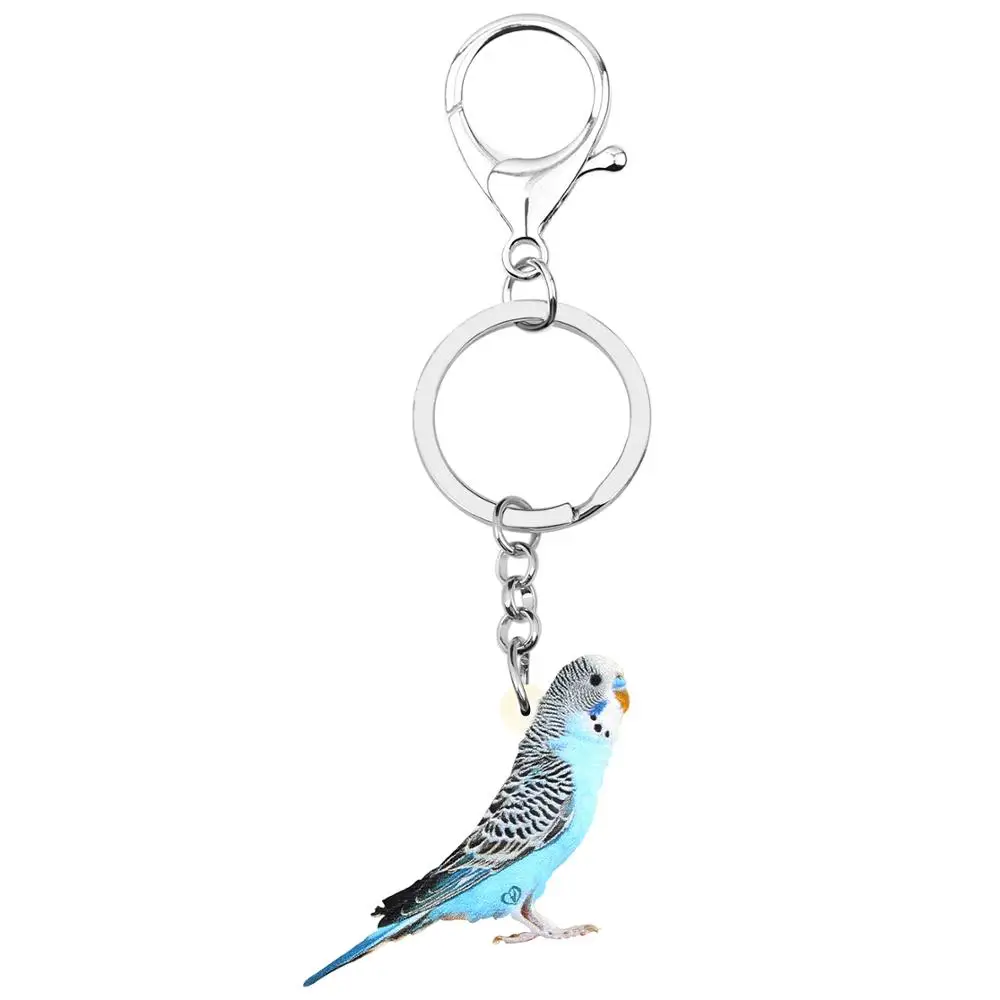 Bonsny Acrylic Long-tailed Parakeet Bird Keychains Keyring Lovely Animal Key Chain Jewelry For Kids Girls Funny Gift Decoration