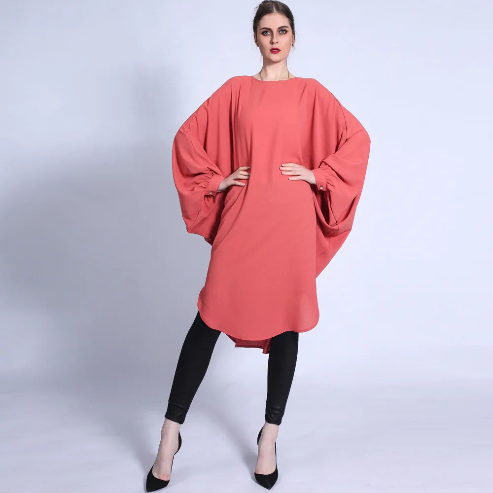 

Turkey Abaya Kaftan Women Loose Midi Dress Muslim Batwing Sleeve Oversize Caftan Turkish Malaysia Islam Clothing Arabic Jalabiya