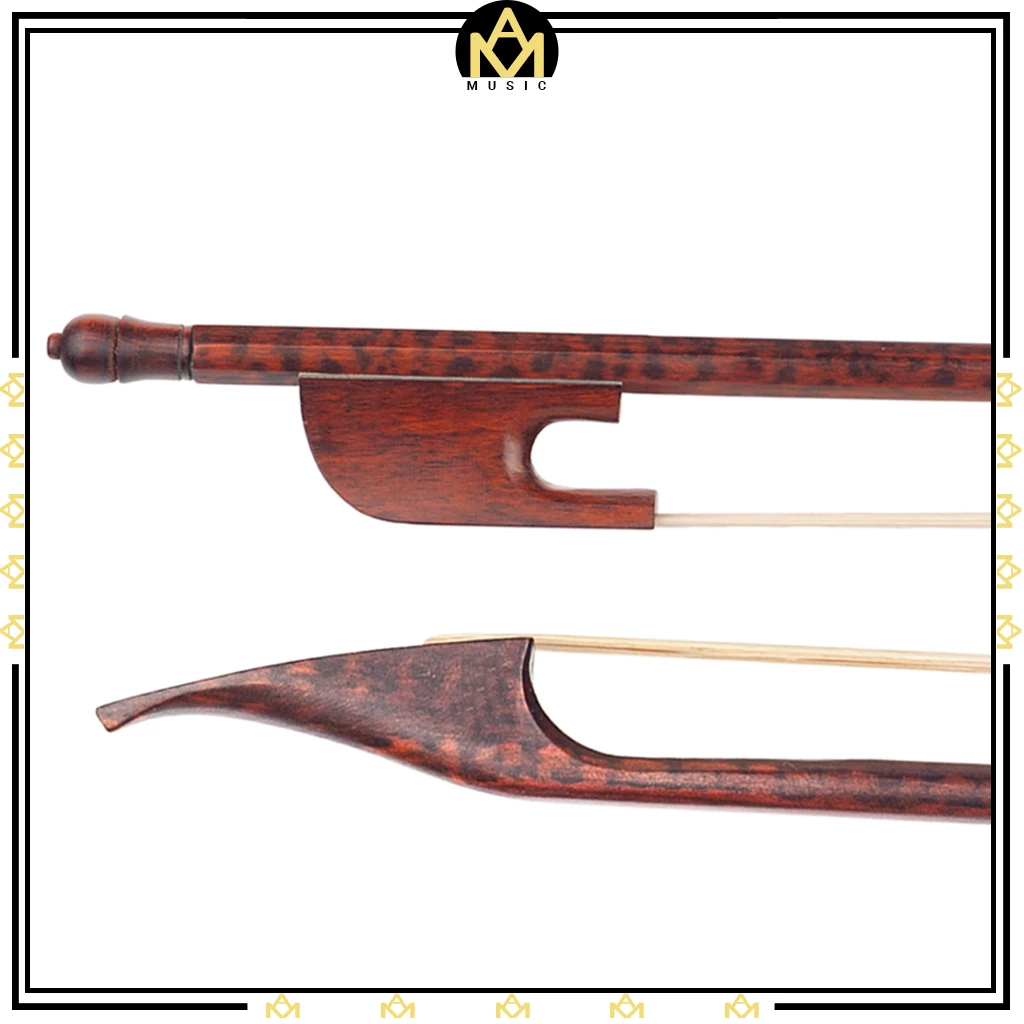 

4/4 Snakewood Bow Violin Baroque Style Exquisite Round Stick White Mongolia Horsehair Handmade