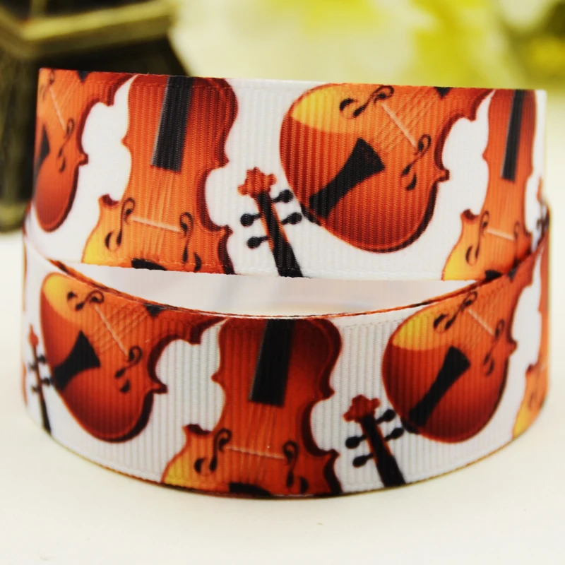 22mm 25mm 38mm 75mm Musical Instruments Cartoon printed Grosgrain Ribbon party decoration 10 Yards X-03322