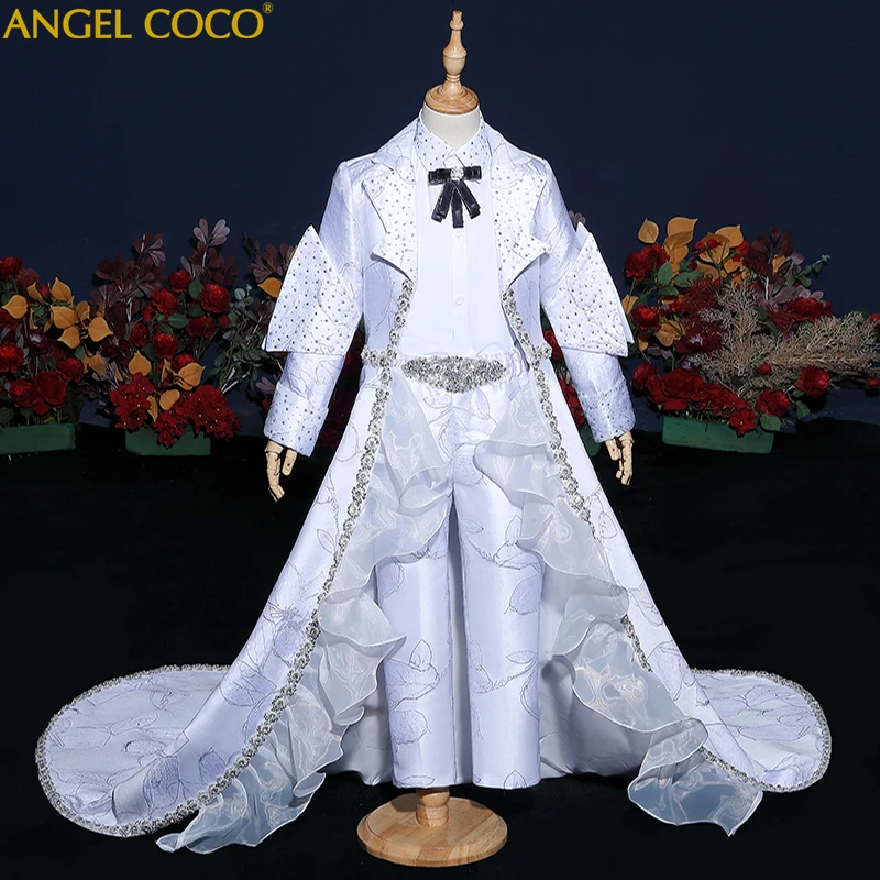 Luxury White Silver Gold Boys Clothes Sets Pageant Dresses For Children Boy\'s Evening Dress Teen Clothing Celebrity Abendkleider