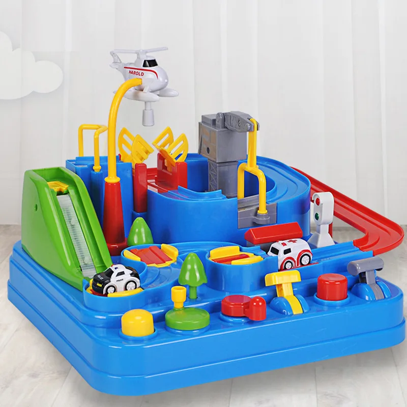 Kids Educational Car Toys for Boys Track Adventure Brain Table Games Rail Cars Mechanical Parking Lots Children Xmas Gifts