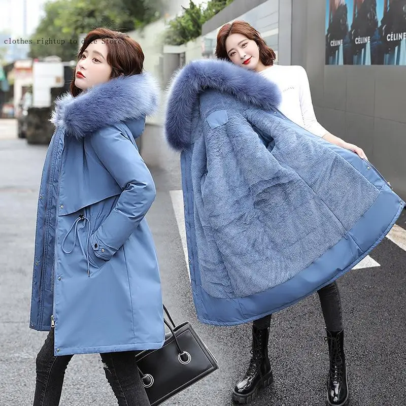 Female Fur Lining Thick Winter Coat Women -30 Degrees Snow Wear Long Parkas Winter Jacket Women Fur Hooded Clothing