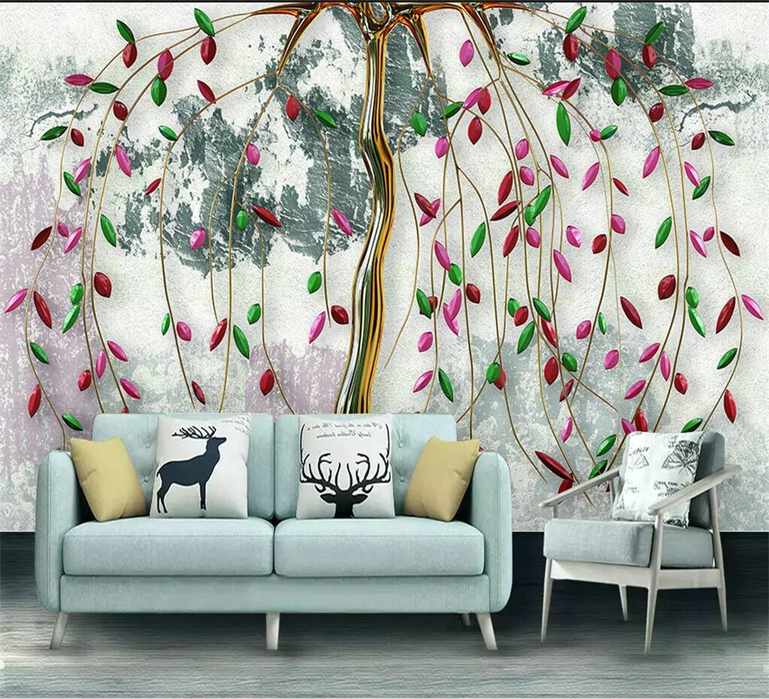 

Beibehang Custom wallpaper Purple flower 3d embossed flower murals home decoration TV background wall living room 3d wallpaper