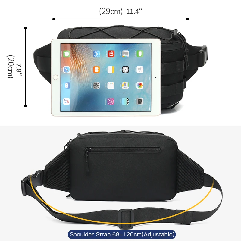 Imagem -06 - Bolsa de Cintura Impermeável Masculina Ozuko Fanny Pack Peito Esportes ao ar Livre Bolsa de Cinto para Adolescente Alta Qualidade Moda