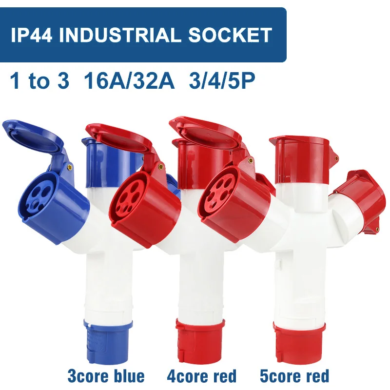 Soquete industrial multi-funcional da tomada 3p 4p 5p 16a 32a 1 em 2/3 tomada ip44 impermeável da tomada da saída/ip67