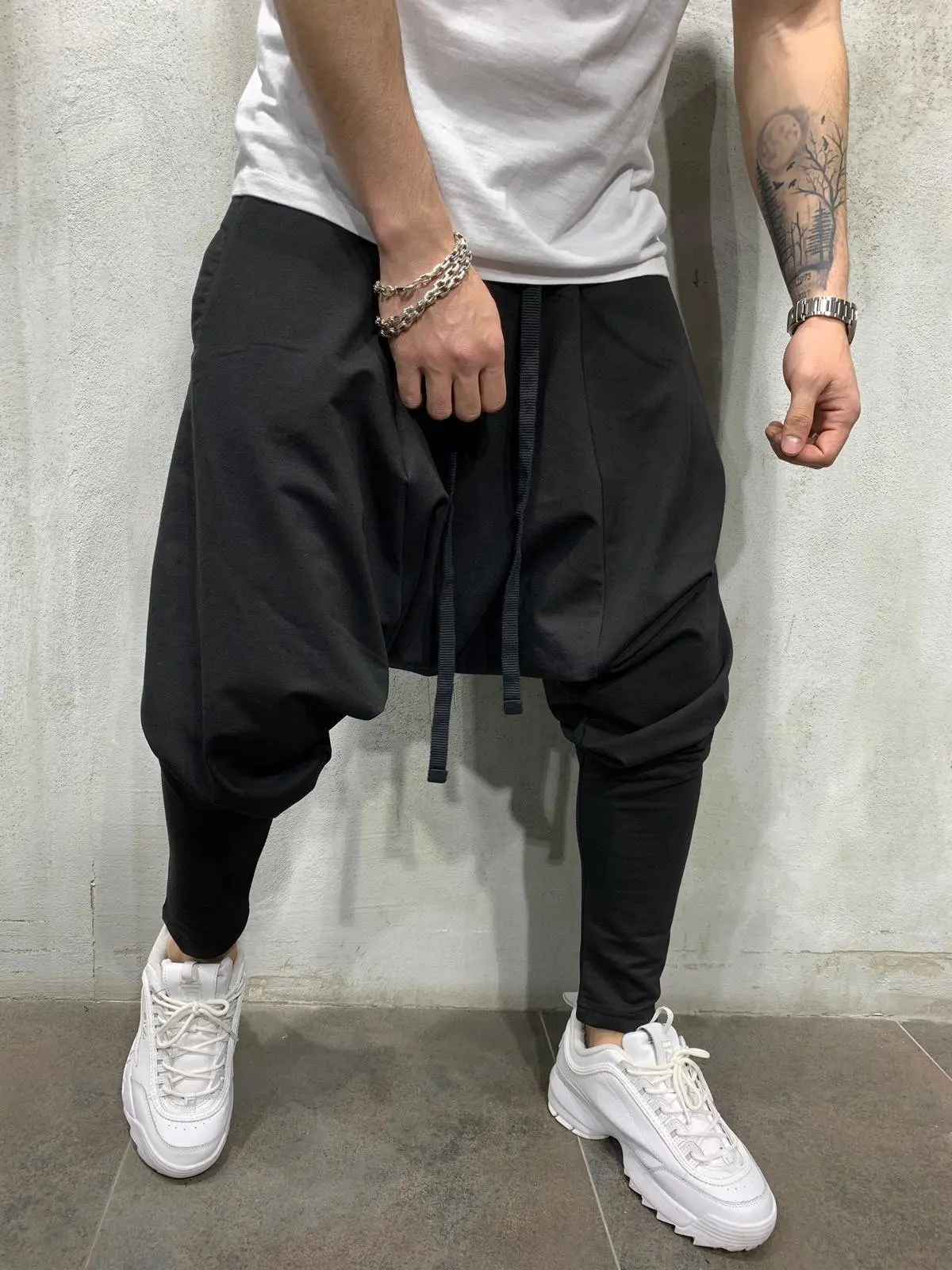 New Hip-hop Fashion Pants Loose Solid Color Feet Street Sports Casual Harem Pants Jogging Pants Men