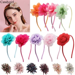 Candygirl 0.5cm sólido grande rosa flor faixa de cabelo para crianças meninas arcos de cabelo argola gorgorão fita acessórios de cabelo