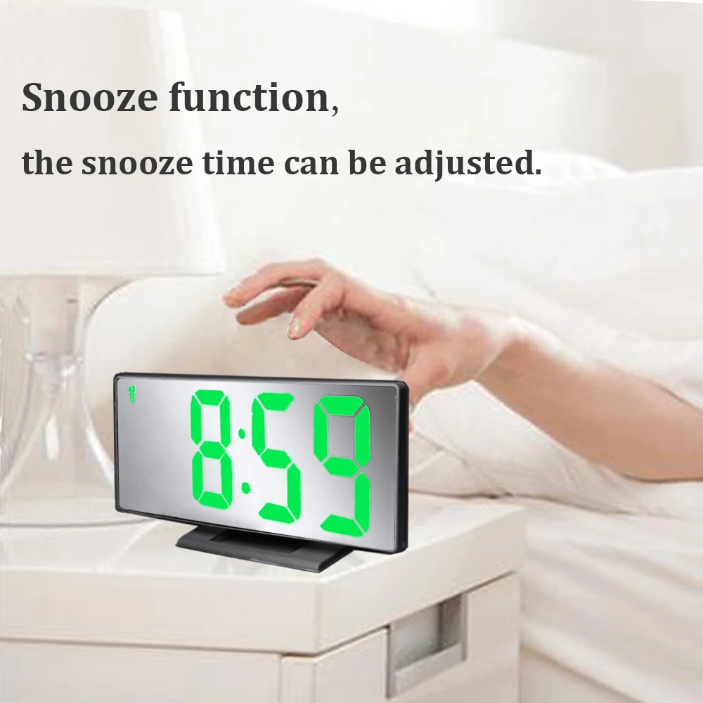 Digital Alarm Clock LED Mirror Clock Large LCD Display Electronic Clocks Noiseless Table Clocks With Temperature Calendar Watch