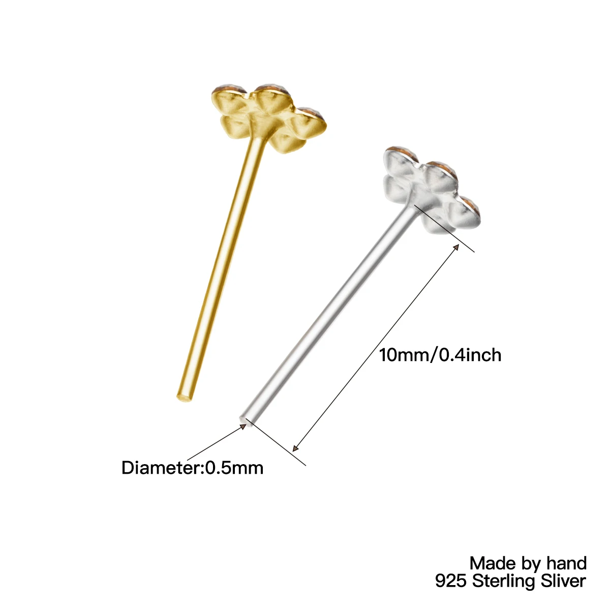 Hotsale 925 Sterling Silver Flower Shaped Nose Piericing Nose Stud Body Jewelry Piercing Nariz Aros Plata Ley Percing Nez