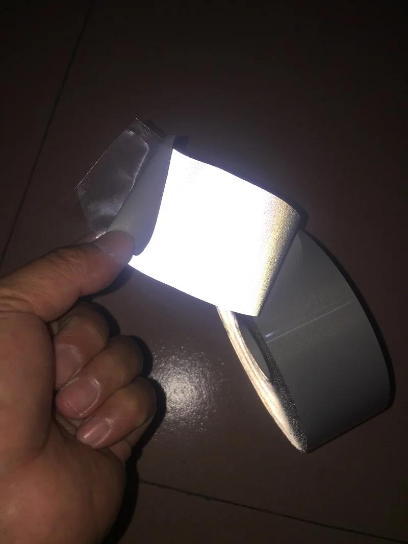 Polyester Grey Silver Reflective Strip Sticker Raincoats Backpacks Night Warning Adhesive Reflector Tape