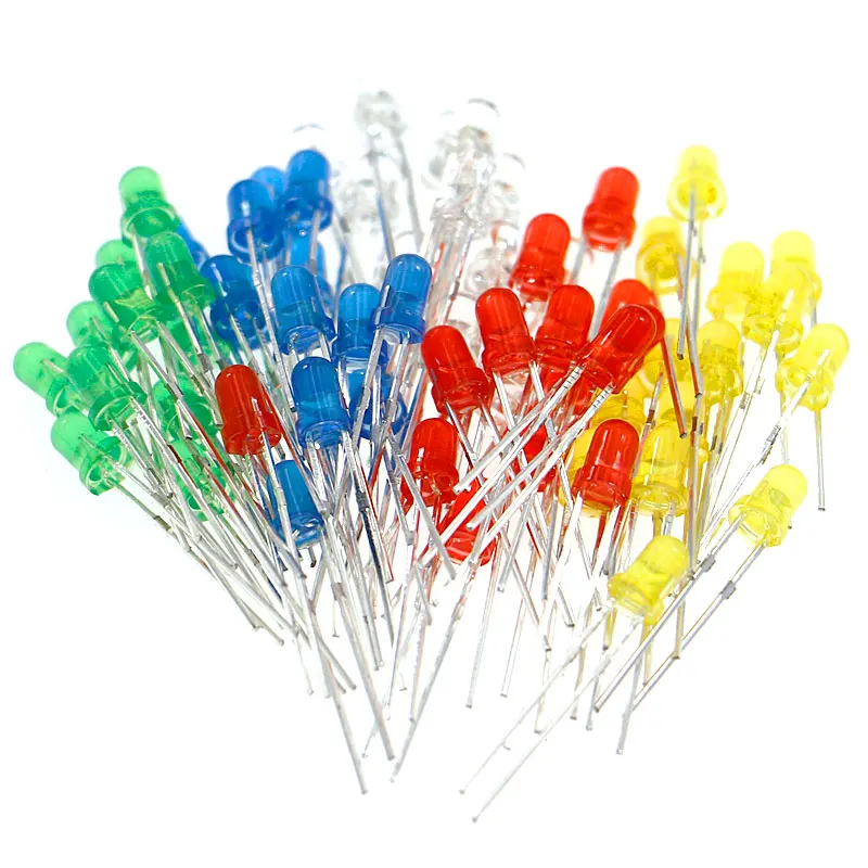 200pcs 3mm 5 colors LED Light Emitting Diode Universal LED Light Assorted Kit DIY LED Diode Set