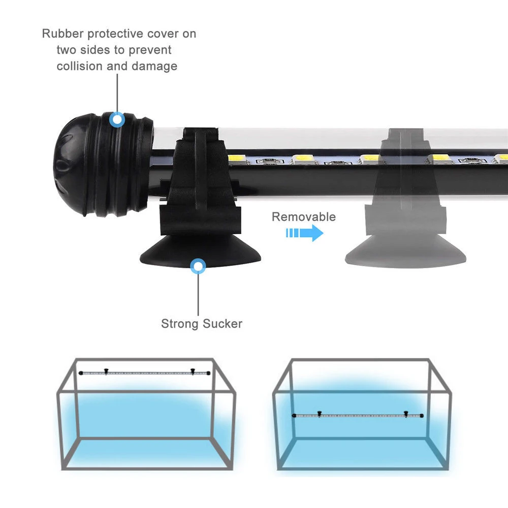 Imagem -04 - Led Fish Tank Light Rgb Aquarium Light Color Changing Submersible Air Pump Bubble Underwater Lighting Led Tube Hard Lamp 12v