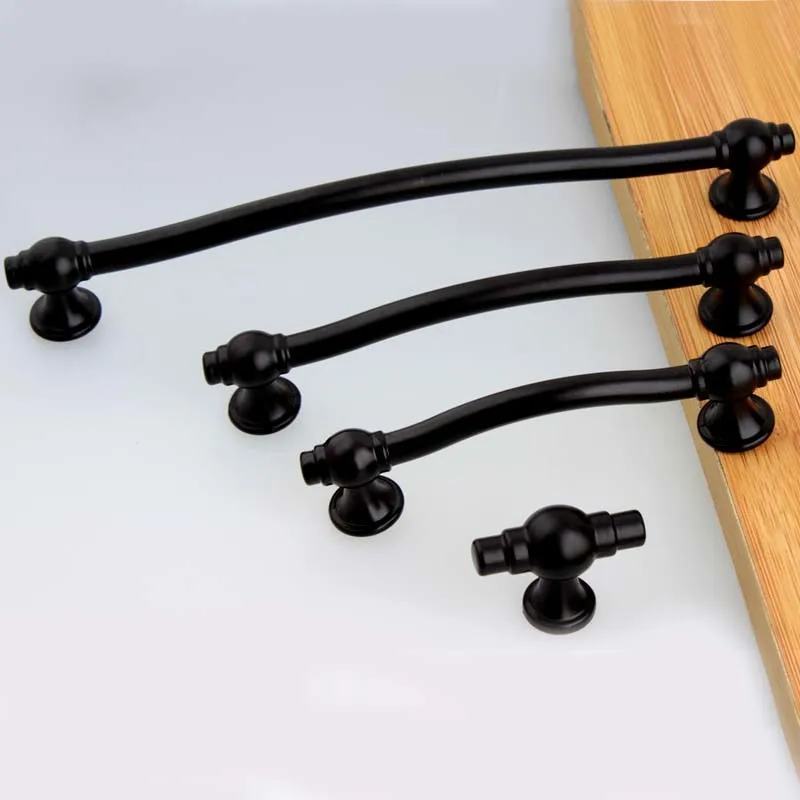 192mm American Black Solid Kitchen Cabinet Wardrobe Door Handles 128mm 96mm Moden Simple Black Drawer Dresser Knobs Pulls 5