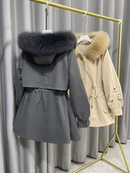 MENINA BONITA 2022 Parka giacca invernale donna vera pelliccia di coniglio fodera cappotto staccabile collo di pelliccia di volpe naturale con cappuccio caldo Streetwear