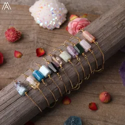 Natural Smooth Quartz Crystal Single Beads Gold Bracelet Fashion Women Bohemia Simple Jewelry Gifts Dropship