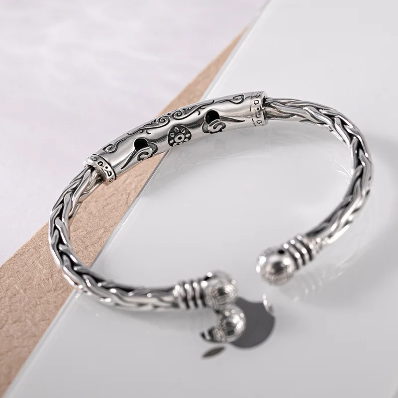 XIYANIKE Silver Color Vintage Adjustable Open Cuff Bracelet Bangles For Men Women Jewelry Gift Unisex Accessories Hip Pop